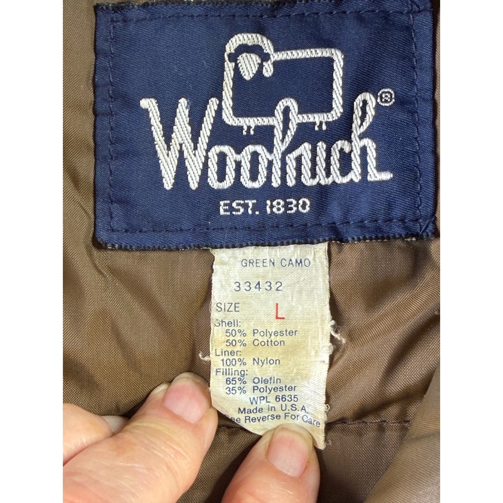 VTG Woolrich Frogskin Camo Hunting Jacket Thinsulate Hooded Made In USA Mens L - Picture 2 of 16